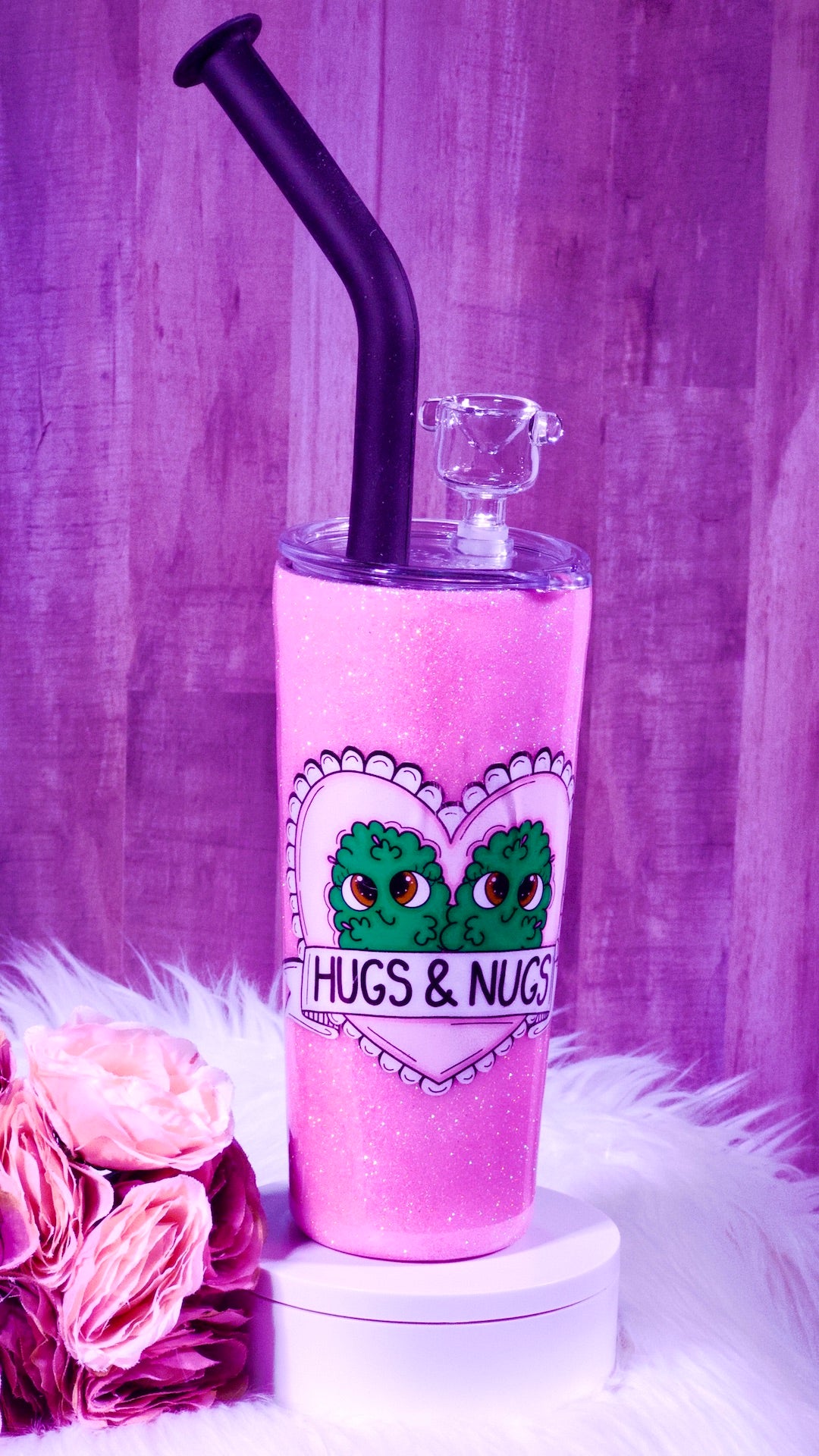Hugs and Nugs Glitter Tumbler