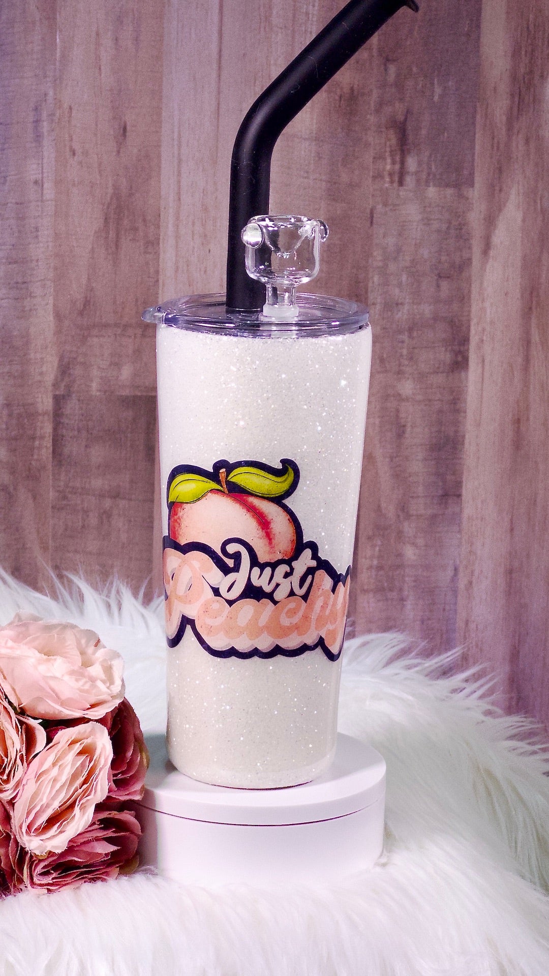 Peachy Glitter Tumbler