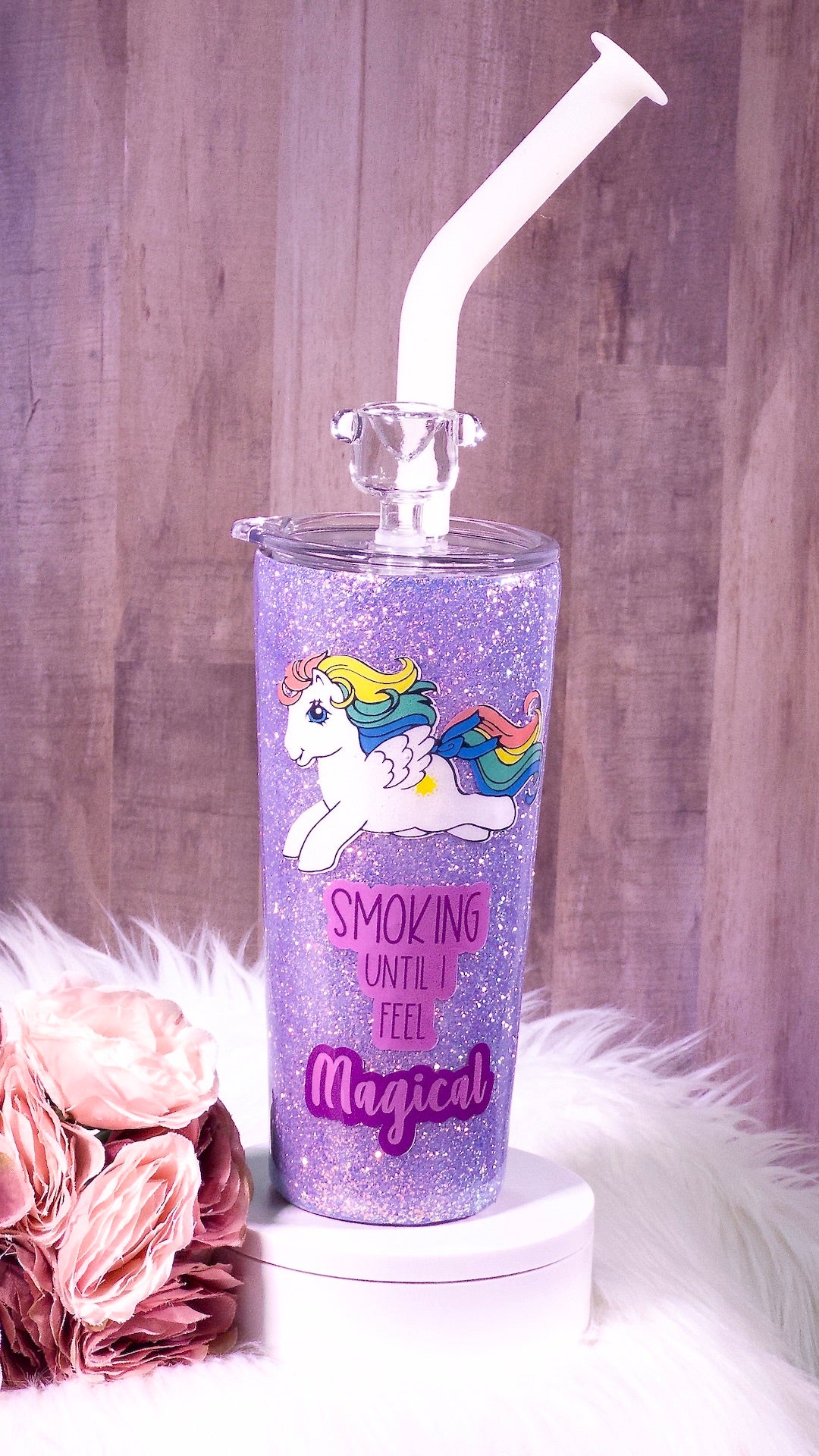 Smoking Until I Feel Magical Glitter Tumbler