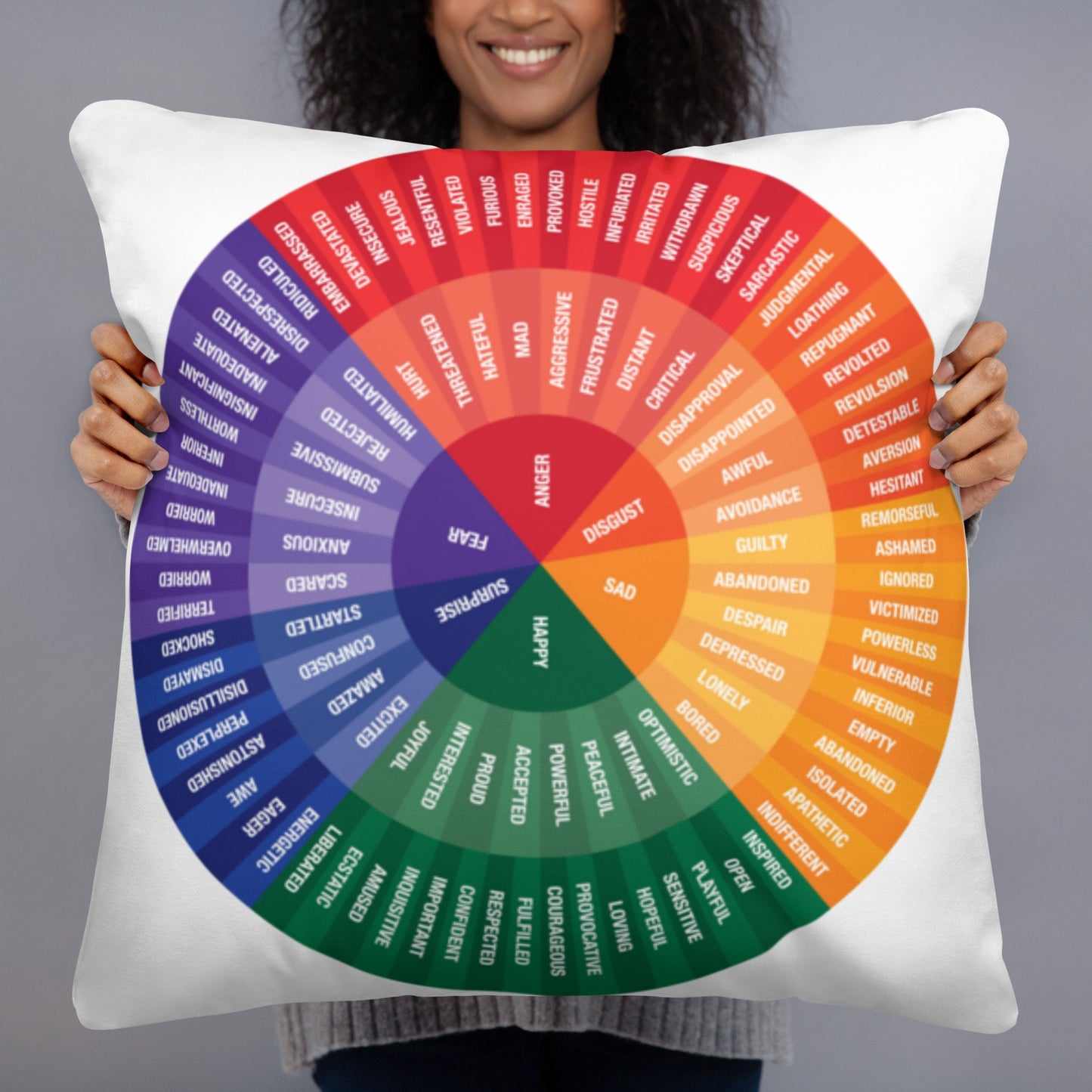 Feelings Wheel Pillow, Mental Health Gift, Therapist Office Decor, Emotional Wheel