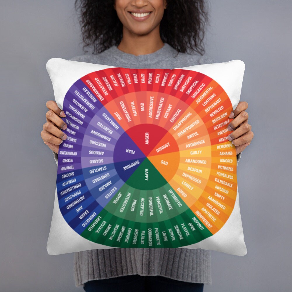 Feelings Wheel Pillow, Mental Health Gift, Therapist Office Decor, Emotional Wheel