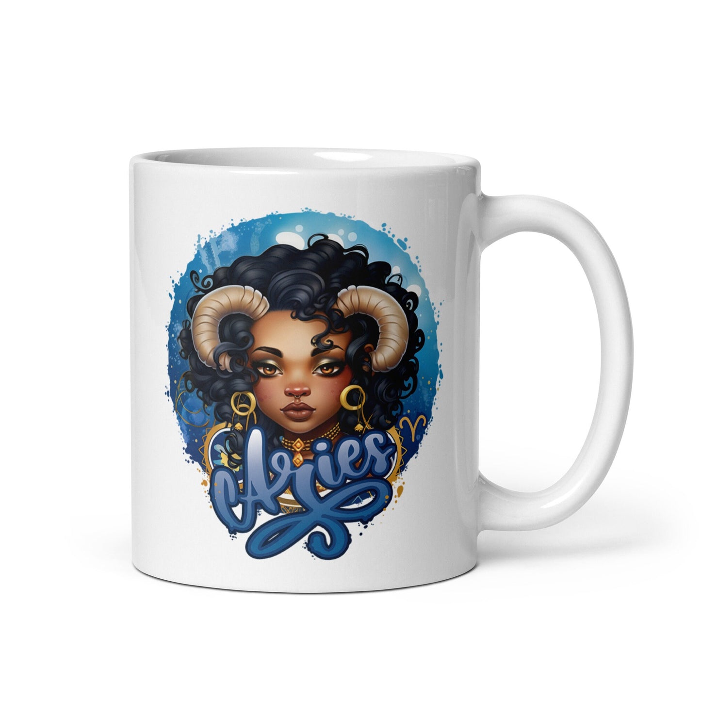Aries Zodiac Mug, Aries Zodiac Mug, Black Girl Gift, Astrology Coffee Cup, African American Woman, Horoscope Gift