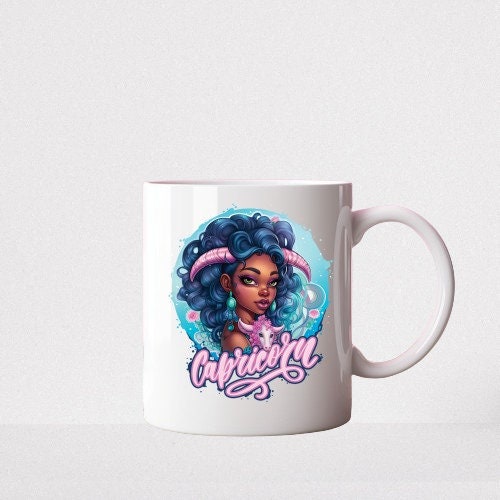 Capricorn Zodiac Mug, Black Girl Gift, Astrology Coffee Cup, African American Woman, Horoscope Gift Zodiac Mug,
