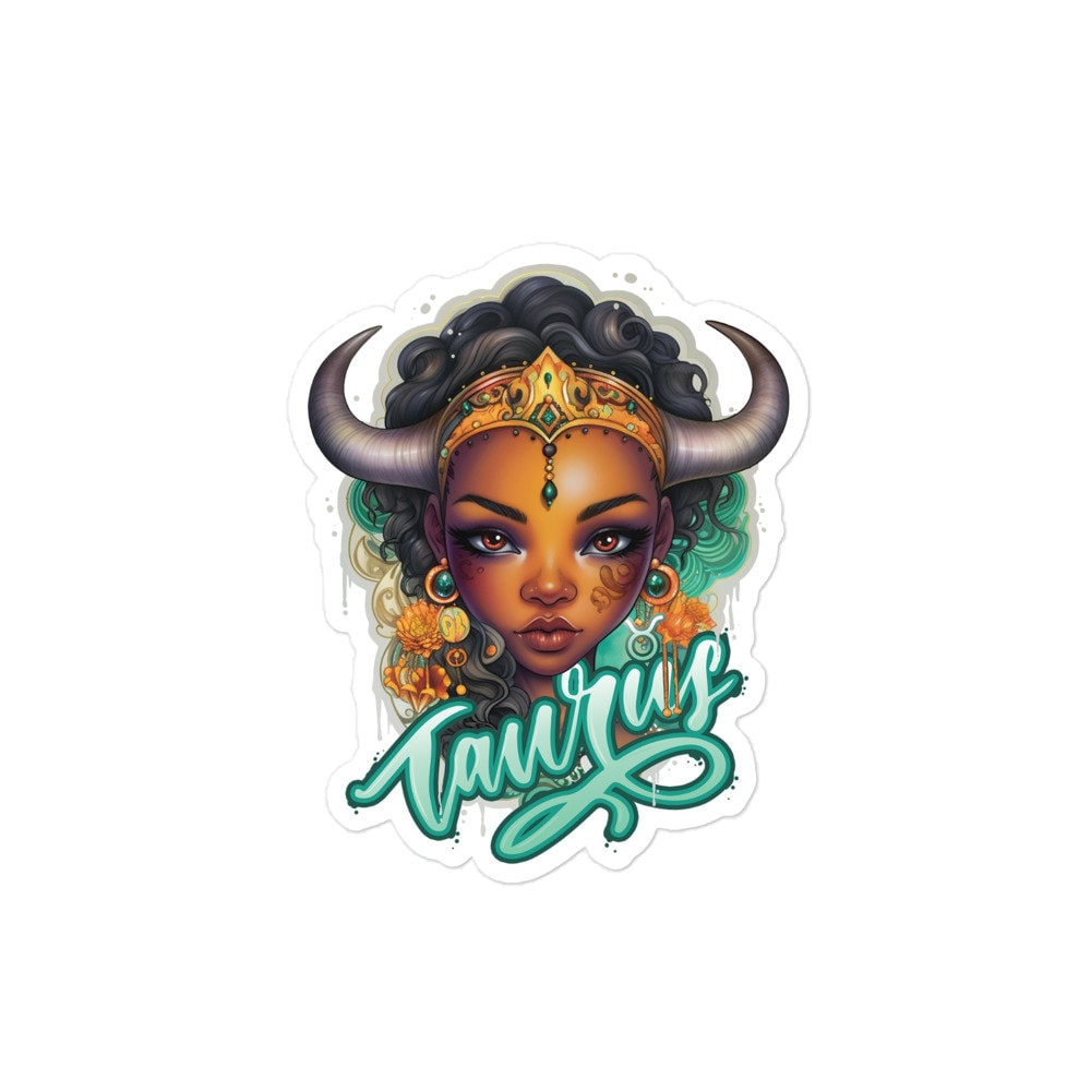 Black Girl Taurus Zodiac Sticker