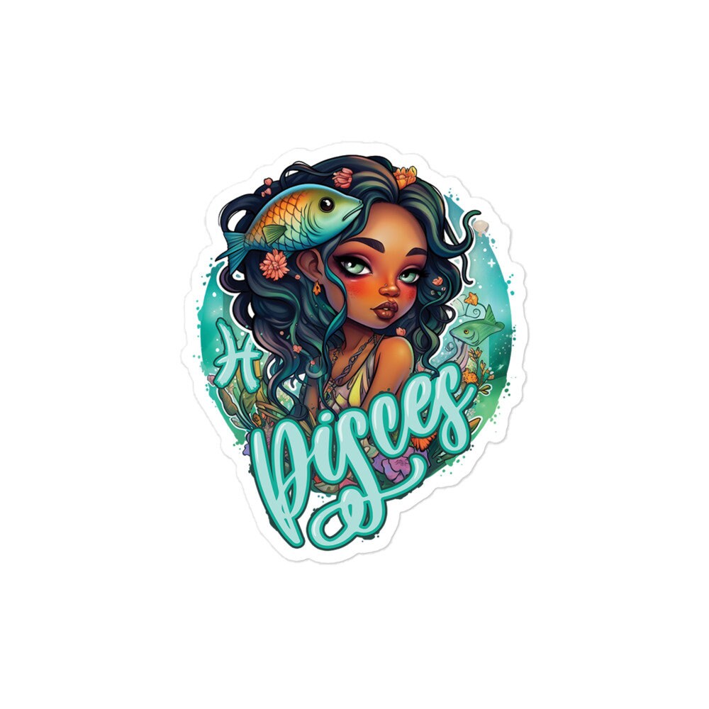 Black Girl Pisces Zodiac Sticker