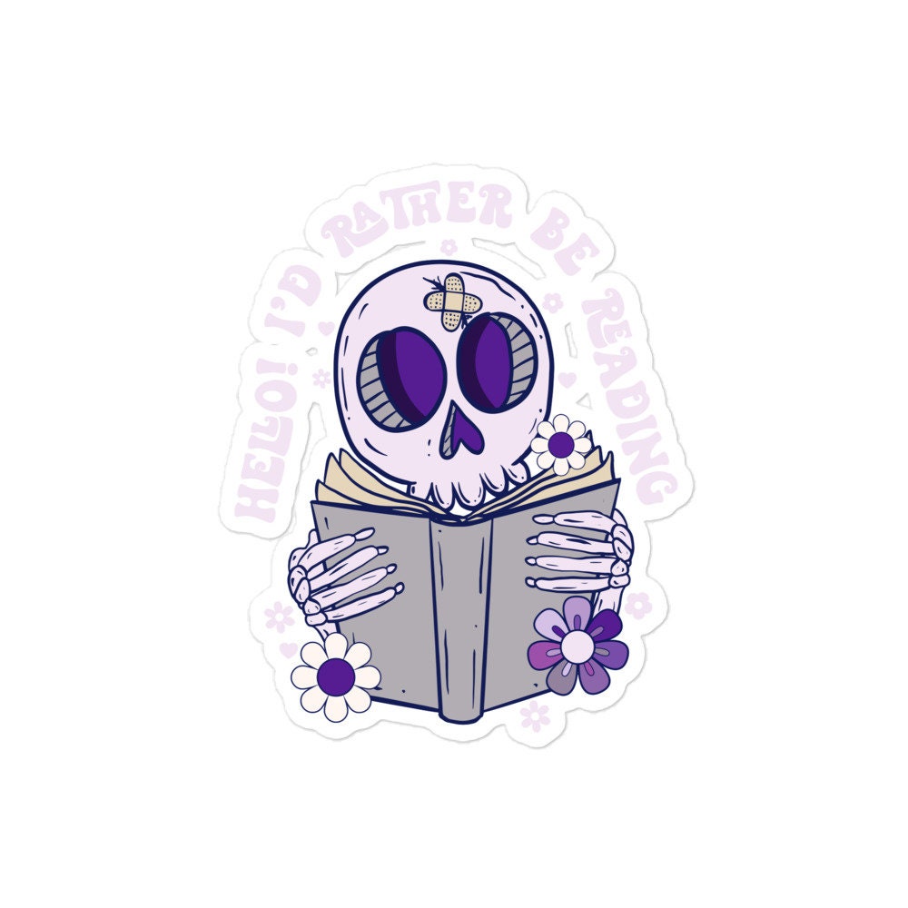 I'd Rather Be Reading Skeleton Sticker
