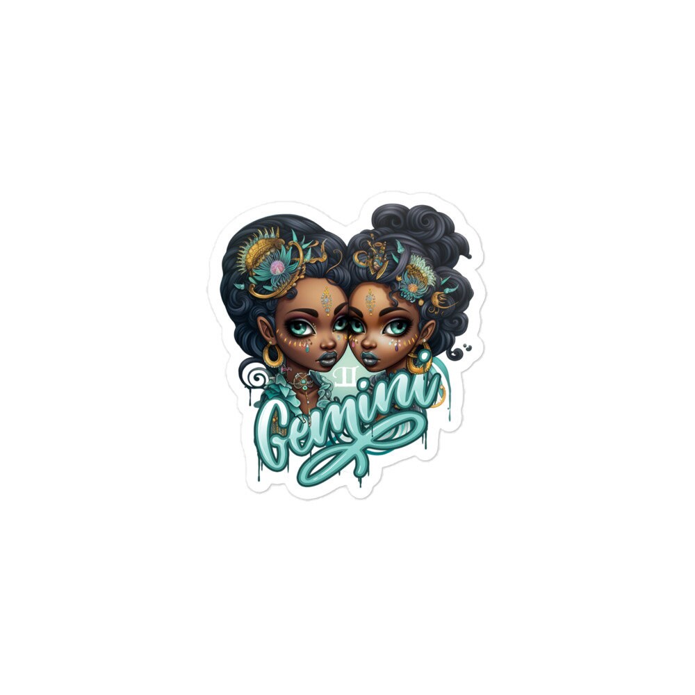 Black Girl Gemini Zodiac Sticker