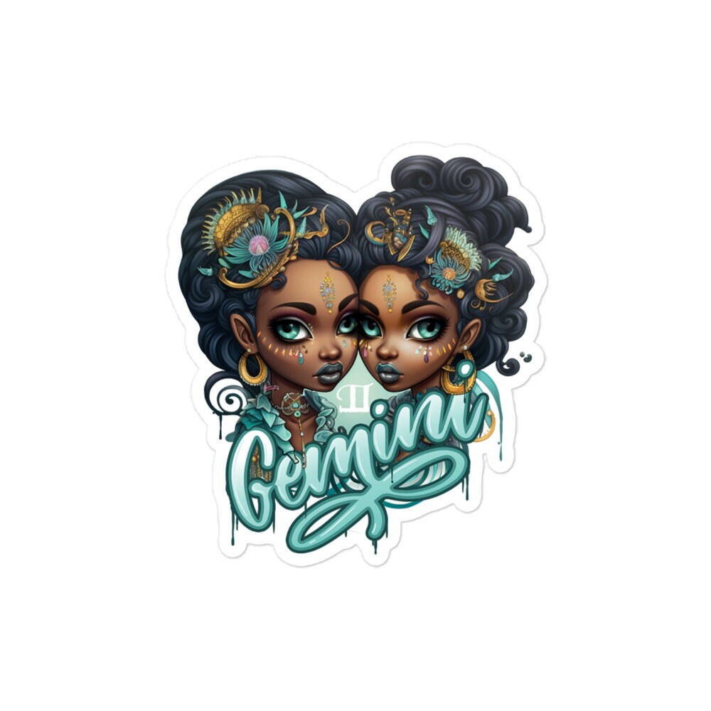 Black Girl Gemini Zodiac Sticker