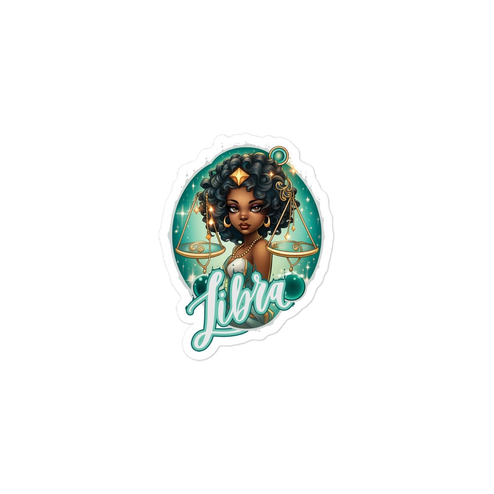Black Girl Libra Zodiac Sticker