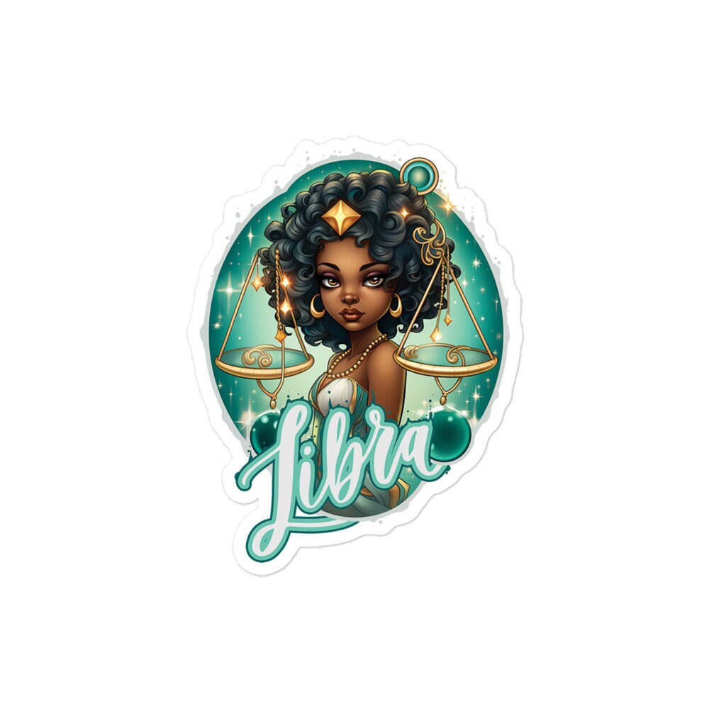 Black Girl Libra Zodiac Sticker