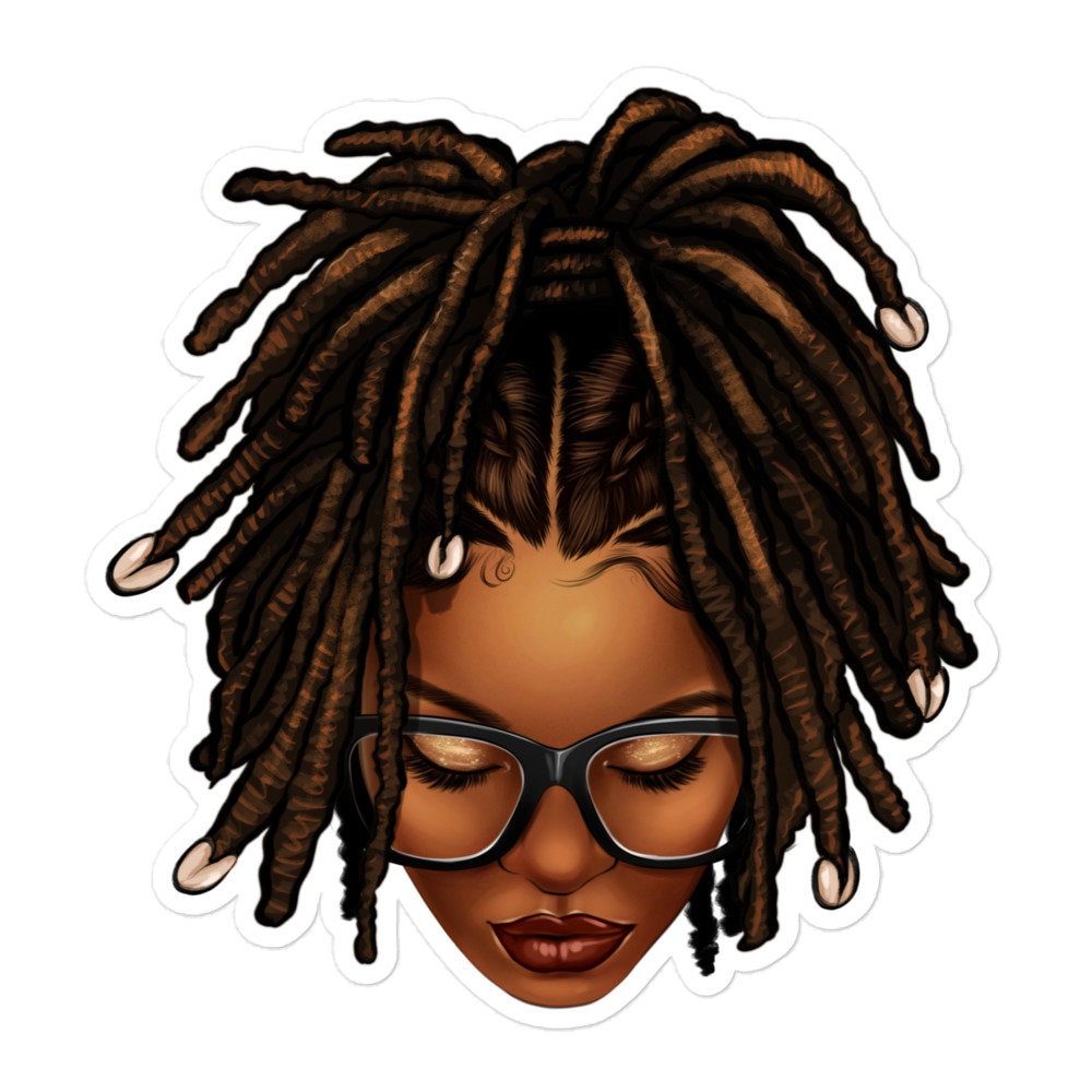 Afro Locs Messy Bun Sticker
