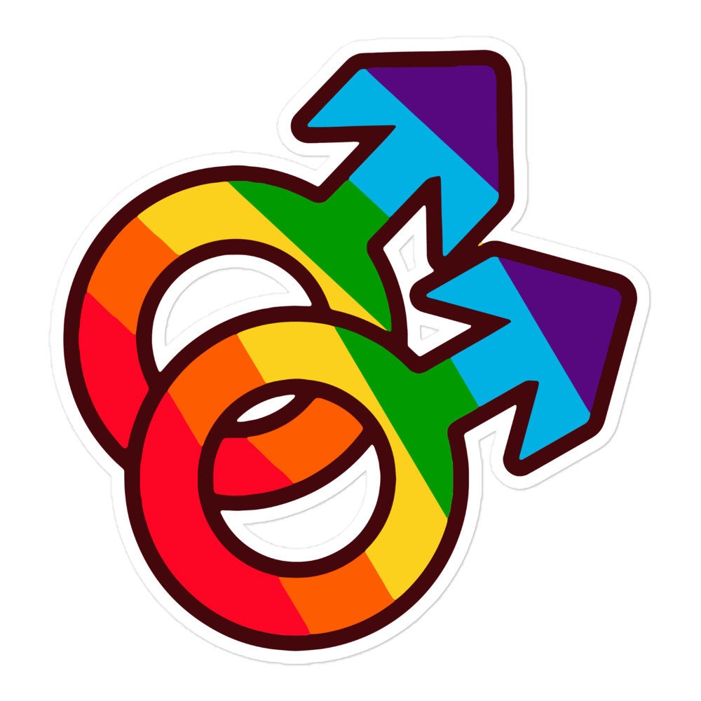 Gay Pride Male Couple Logo Sticker