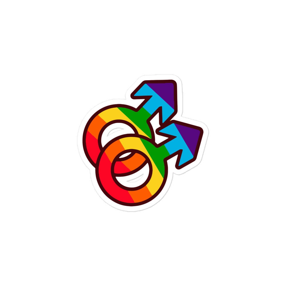 Gay Pride Male Couple Logo Sticker