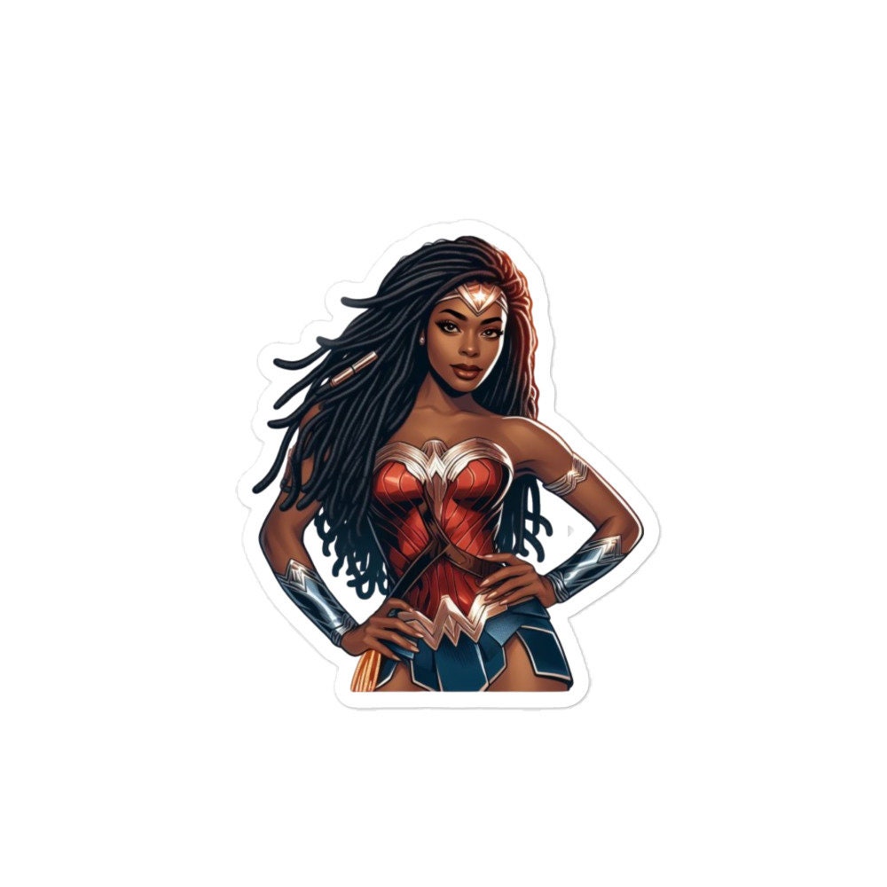 Black Wonder Woman Sticker, Superhero Laptop Decal, Vinyl Bumper Sticker, Car Window Decal, Comic Book Fan Gift