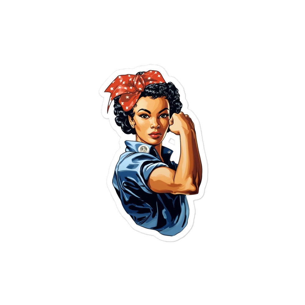 Black Rosie the Riveter Sticker, Feminist Decal, Laptop Sticker, Vinyl Sticker, Women Empowerment, Girl Power