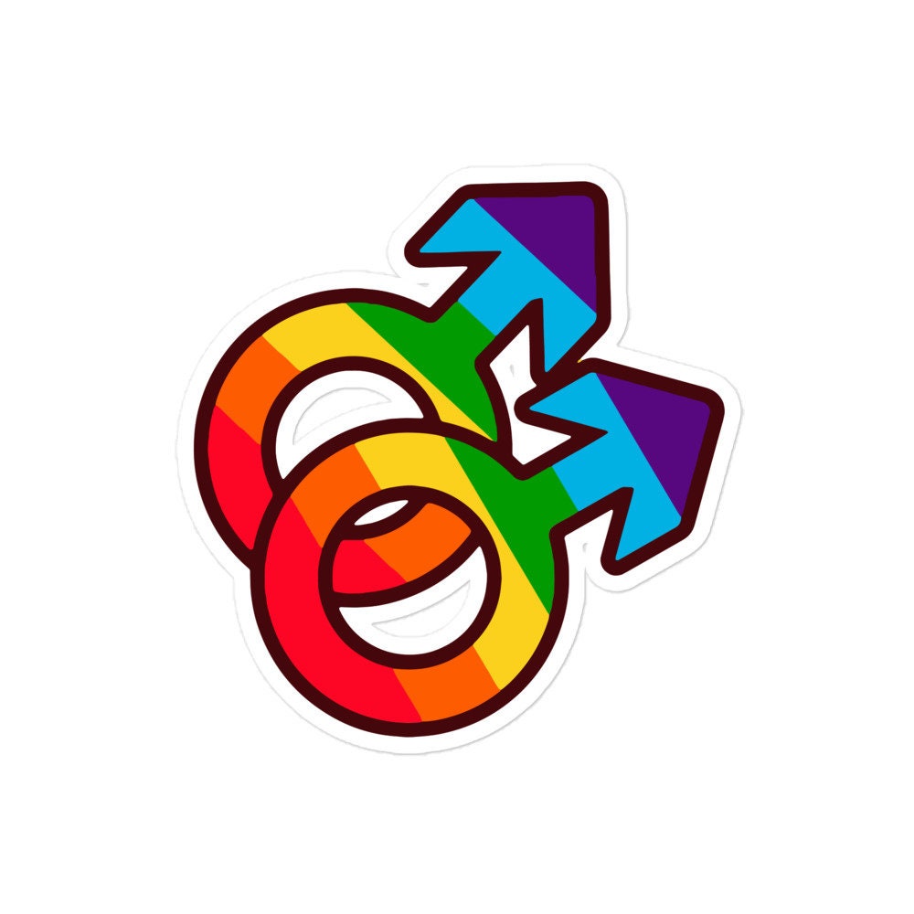 Gay Pride Male Couple Logo Sticker