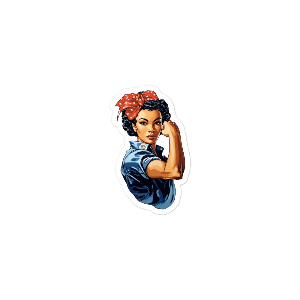Black Rosie the Riveter Sticker, Feminist Decal, Laptop Sticker, Vinyl Sticker, Women Empowerment, Girl Power