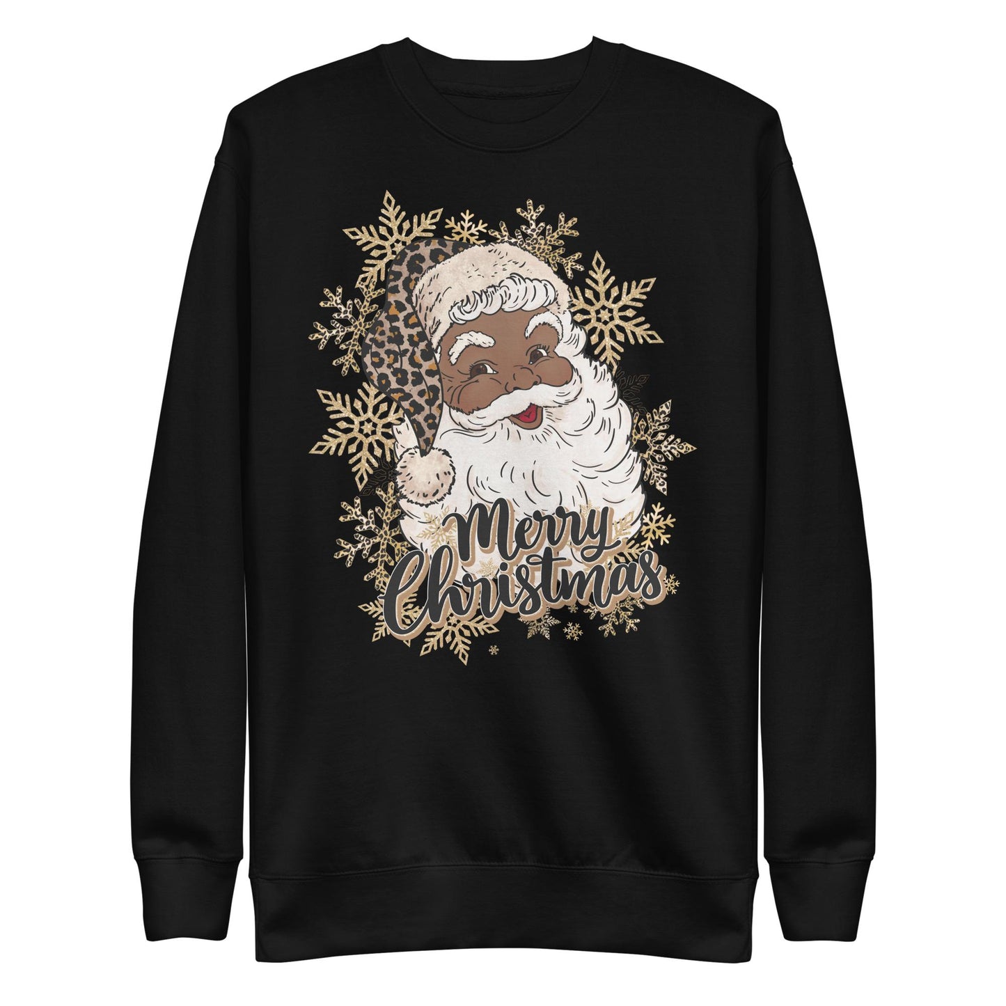 Gold Leopard Print African-American Santa Sweatshirt