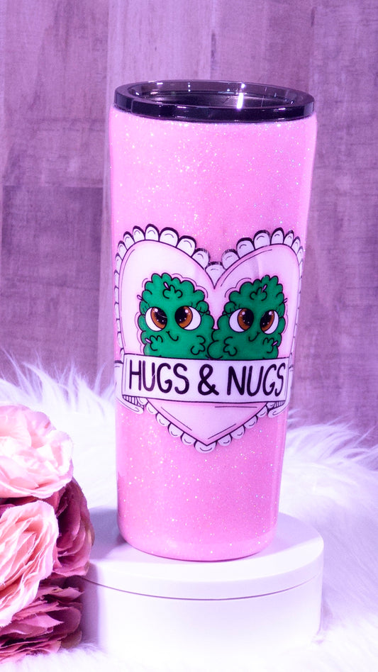 Hugs and Nugs Glitter Tumbler