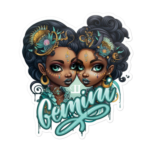 Black Girl Gemini Zodiac Sticker