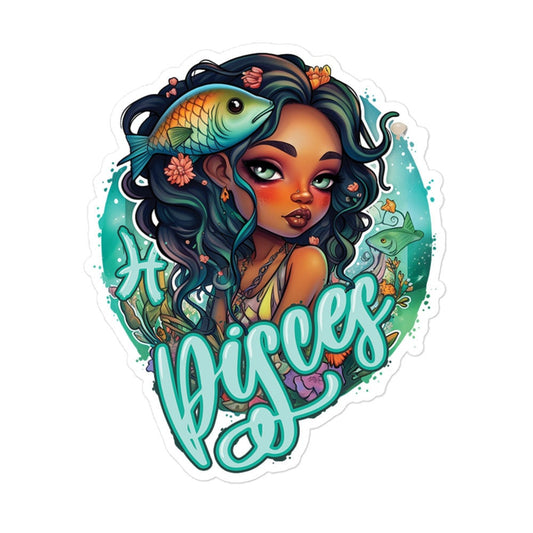 Black Girl Pisces Zodiac Sticker