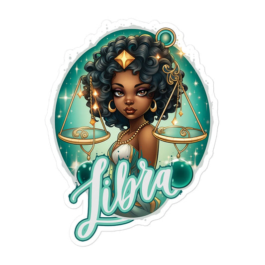 Black Girl Libra Zodiac Sticker