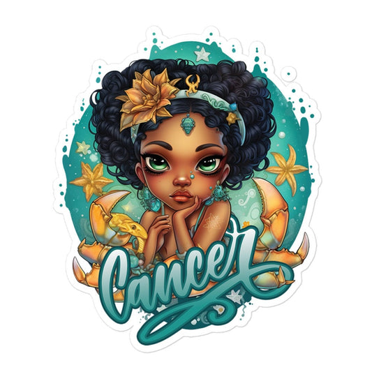 Black Girl Cancer Zodiac Sticker