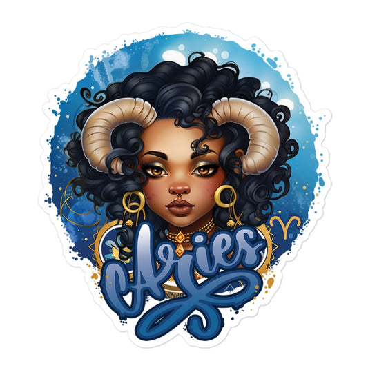 Black Girl Aries Zodiac Sticker