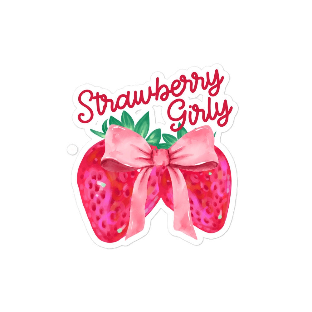 Girly Strawberry Pattern Sticker, Pink Fruit Decal, Cute Journal Sticker, Scrapbooking Supplies