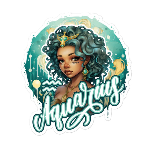 Black Girl Aquarius Zodiac Sticker