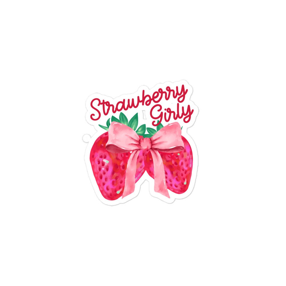 Girly Strawberry Pattern Sticker, Pink Fruit Decal, Cute Journal Sticker, Scrapbooking Supplies