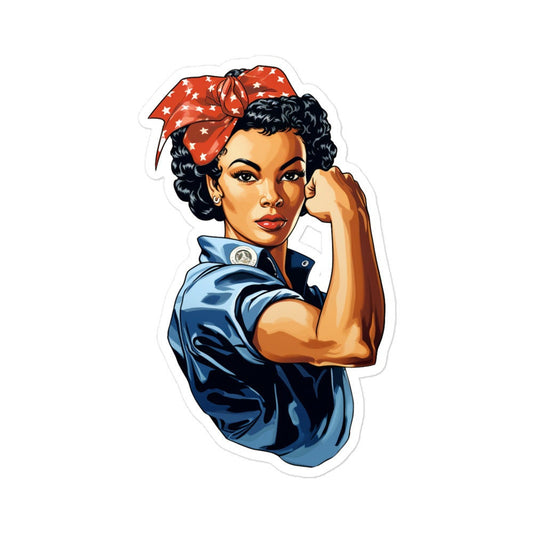 Black Rosie the Riveter Sticker, Feminist Decal, Laptop Sticker, Vinyl Sticker, Women Empowerment, Girl Power