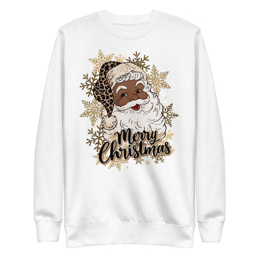 Gold Leopard Print African-American Santa Sweatshirt